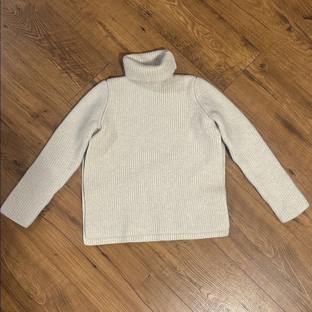 RAEY 100% Virgin Wool Ribbed Turtleneck Sweater | Size XS | Ivory Cream slim fit